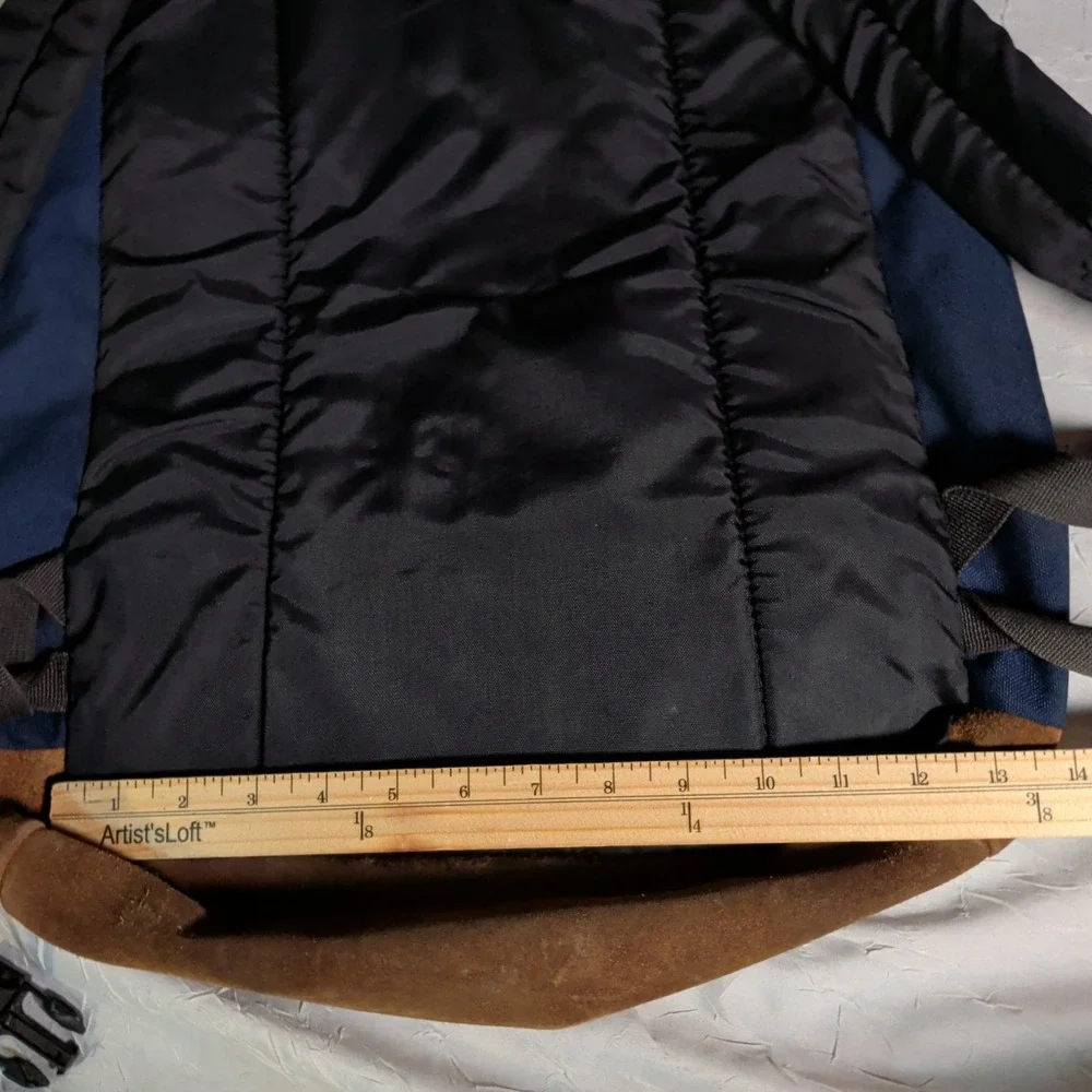 Vintage Jansport Backpack Suede Leather Bottom Retro 90's Book Bag Blue School